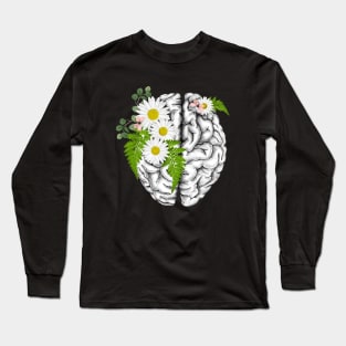 Brain human anatomy, floral, apricot blond roses, mental Long Sleeve T-Shirt